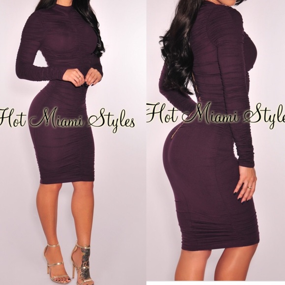 Hot Miami Styles Dresses & Skirts - PURPLE Hot Miami Styles Ruched Dress